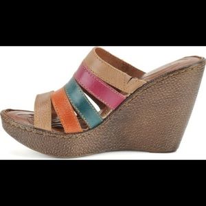 Born Wedge Lumi Sandals multicolor leather size 8